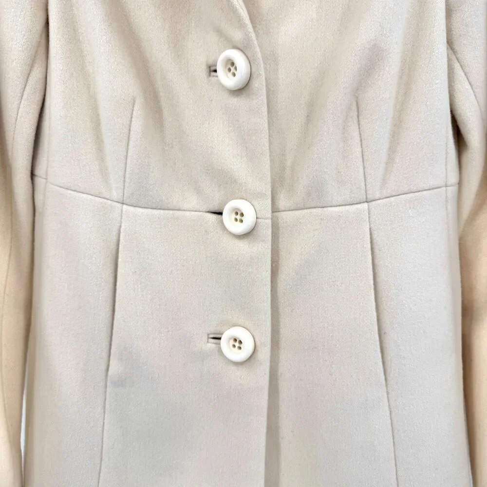 J. CREW Classic Long Cream Beige Wool Peacoat Size 4 - Picture 5 of 10